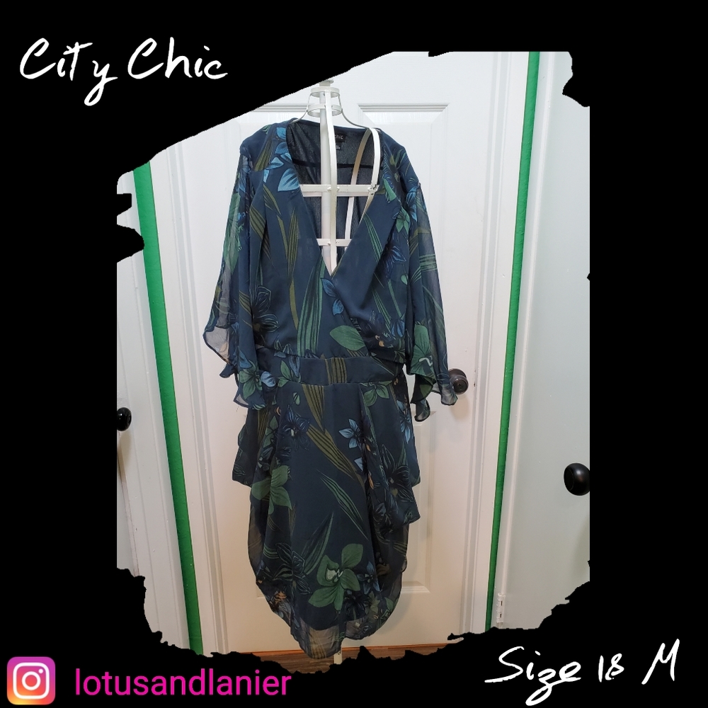 City Chic Orchid (Floral) Dress Sz 18 M